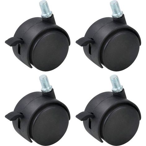 Ruote piroettanti in nylon con freno - 4 pezzi - 48 mm (1/5)