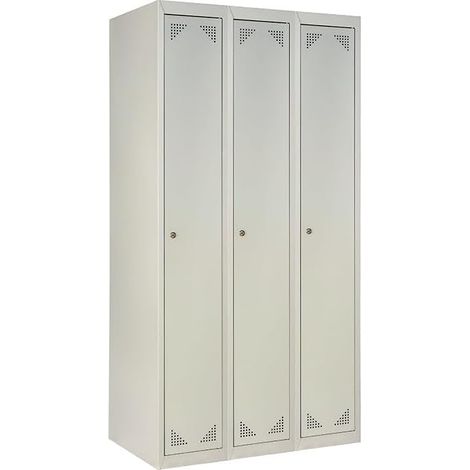 MF - Taquilla Metálica de Vestuario Desmontada 3 Puertas 3 Módulos Gris (750 x 1800 x 460 cm) Uso Profesional en Chapa de Acero (1/4)