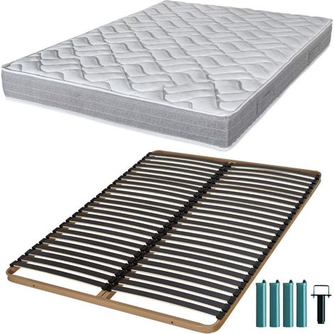 Matelas mousse + Sommier métal C224 140x190 Maryland - Hauteur 20 cm - Soutien ferme (1/5)