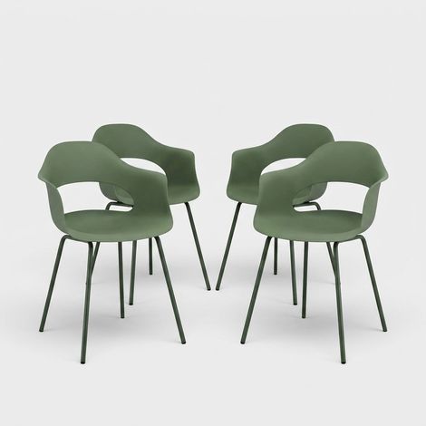 Lot de 4 chaises de salon style moderne Aurelia - Vert foncé (1/5)