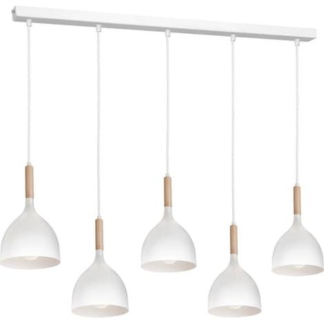 [GEBRAUCHT] Euluna Hängeleuchte Noak 5 Flg. Lang Weiß Holz Natur Deckenlampe Pendelleuchte B-Ware