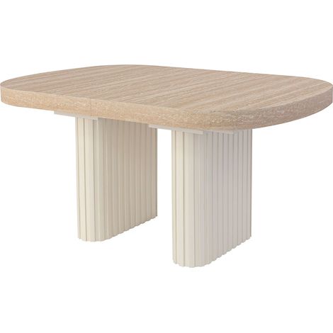 Table ovale extensible 110-260cm pieds design Buxton Effet Travertin Beige (1/5)