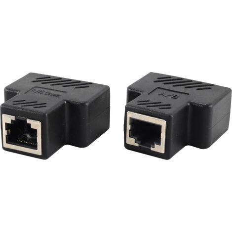 2 connecteurs répartiteurs RJ45 1 vers 2 Voies - Adaptateur LAN à Double Port Femelle pour Cat5/Cat5e/Cat6/Cat7/Cat8 (Noir) (1/5)