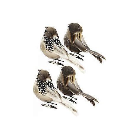 Lot de 4 oiseaux artificiels à plumes, ornements d'oiseaux réalistes, accessoires de décoration pour la maison, le jardin et les fêtes (couleurs aléatoires)