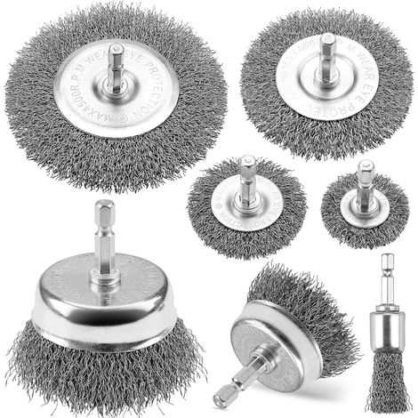 Lot de 7 Brosses Métalliques Pour Perceuse Tige Hexagonale 6mm (1/5)