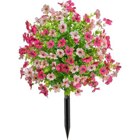 Piquet de fleur réaliste, plante artificielle-rose rouge (1/2)