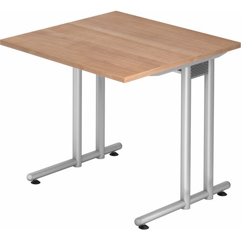 bümö Schreibtisch Serie-N Quadrat: 80 x 80 cm Nussbaum
