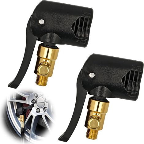2 Pièces Embout de Gonflage, Adaptateur de Valve Presta/Schrader en Laiton, Embout Pompe Velo Voiture - Bouchon de Valve Compatible Pneu Tubeless VTT, Voiture, Camion, Moto (1/5)