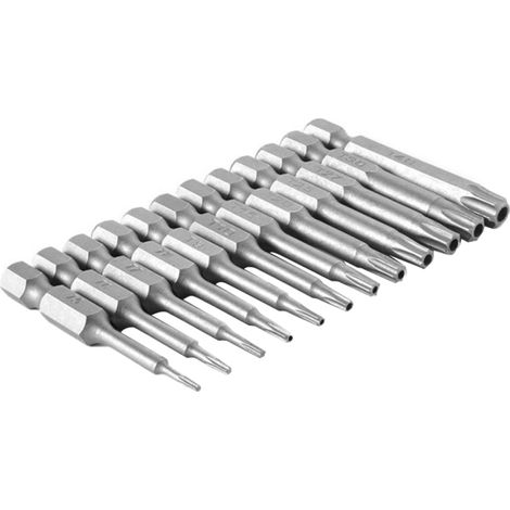 Jeu de 12 embouts de perçage Torx à tige hexagonale 1/4'', longueur 50 mm, T5-T40, embouts de tournevis magnétiques Torx (1/3)