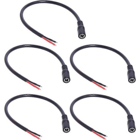 Câble d'alimentation avec connecteurs mâle/femelle DC 5.5x2.1mm pour fils nus, 30cm (1/4)