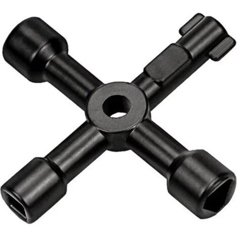Clé Des Utilitaires Multi-Fonctionnels à 4 Voies Clé Clé De Cock De Poche Électrique Pour Armoire De Bac à Gaz d'Eau Clé d'Ouverture De l'Armoire (Noir) (1/4)