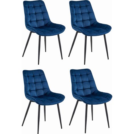 Sedia BERA - velluto blu navy / gambe nere x 4 (1/5)