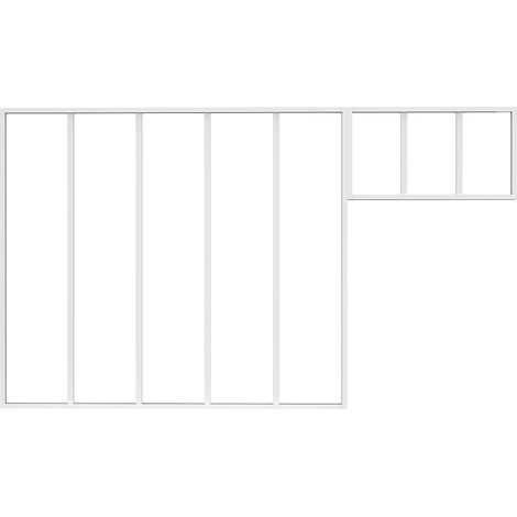 Vetrata atelier con sopraluce L150 x H130 + L73 x H40 cm Bianco in Alluminio termolaccato - BAYVIEW