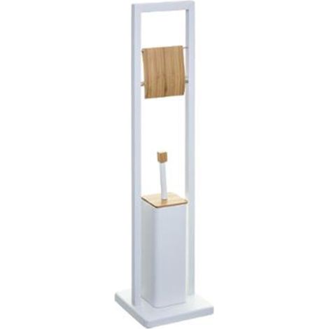 Brosse WC & Dérouleur Bambou "Natureo" 80cm Blanc (1/2)