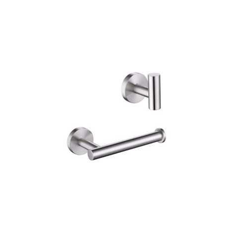 Portarotolo da parete con ganci, autoadesivo, in acciaio inox 304, per WC e bagno, colore argento - Crezuo