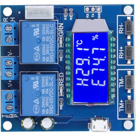 Module de contrôle d'humidité et de température avec affichage numérique, carte relais à 2 sorties, capteur DC6‑30V XY‑TR01 (1/5)