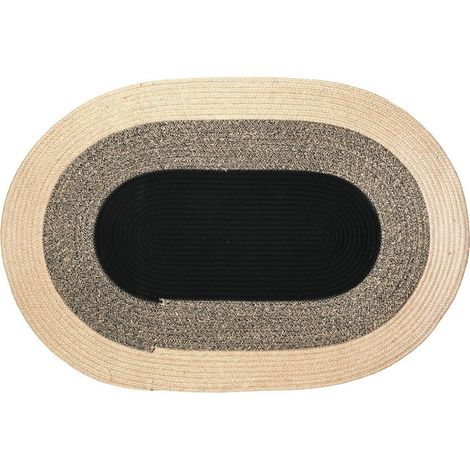 Aubry Gaspard – Tapis oval en jute teinté noir 90x60cm – Design élégant – Durable et esthétique – Pour intérieur moderne (1/2)