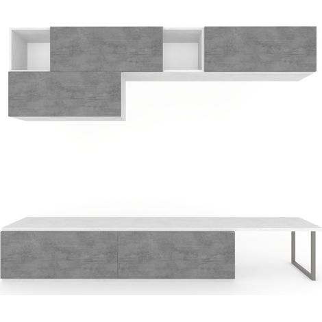 Composizione Armadio 247L x 45P x h200 – Finitura Bianco Opaco e Cemento – Sarmog (1/5)