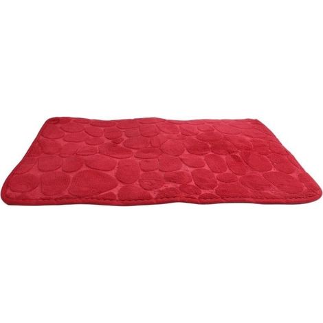 Quick-drying, absorbent, machine-washable bathroom mat, wine (1/5)