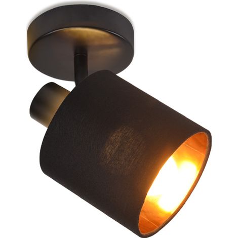 GBLY Deckenlampe 1 Flammig Deckenstrahler Schwarz - Deckenleuchte Vintage Deckenspot E14 Wandstrahler Stoffschrim Schwenkbar 350° MAX.40W für Wohnzimmer Schlafzimmer Flur (ohne Leuchtmittel)