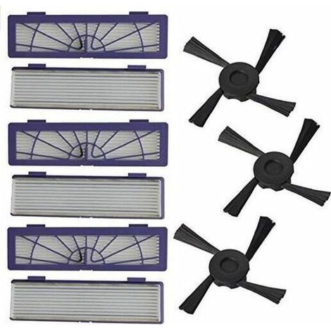 6 filtres + 3 brosses latérales de rechange pour Neato Botvac 70e 75 80 85