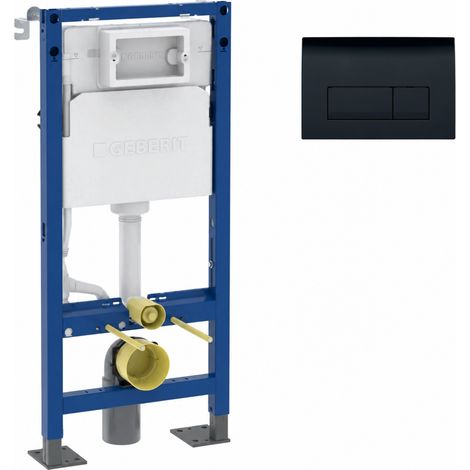 Pack bâti-support WC Geberit Duofix autoportant 112 cm avec plaque Delta50 noire brillante (1/4)