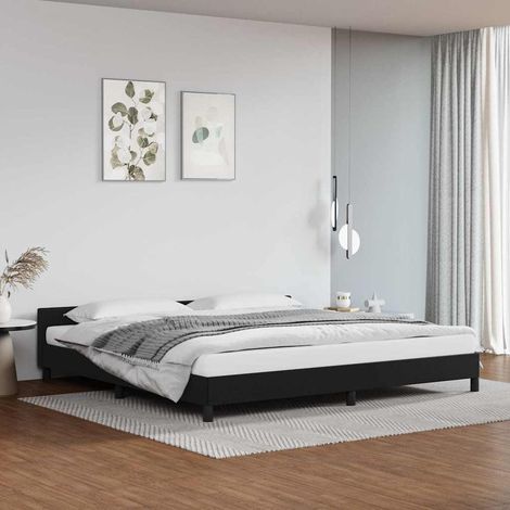 Estructura de cama con cabecero sin colchón negro 200x200 cm (1/5)