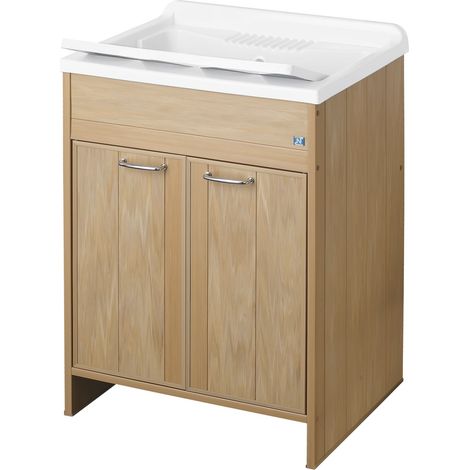 Mobile lavatoio 60x50 cm con chiusura ad ante  Rovere sbiancato