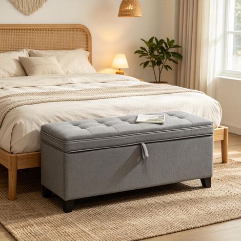 Sitzbank mit Stauraum 120 × 40 × 48 cm in Dunkelgrau, gepolstert, 112 L (1/5)