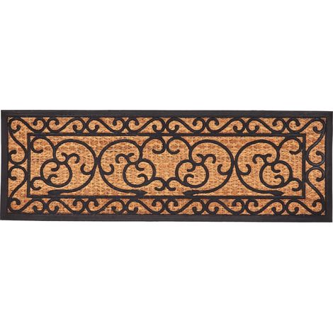 Paillasson vintage en caoutchouc et noix de coco 40x120cm – Retient saleté et humidité – Nettoyage facile par secouage ou rinçage – Best For Boots