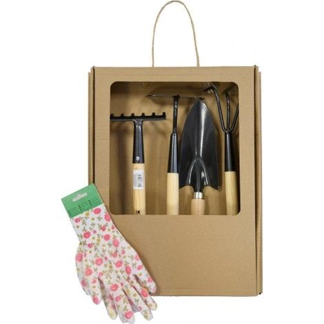 Set regalo di attrezzi: rastrello, pala, gancio. Regalo perfetto per un giardiniere. (1/5)