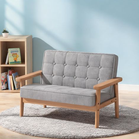 Fauteuil enfant en bois massif avec revêtement tissu 2 places (1/5)