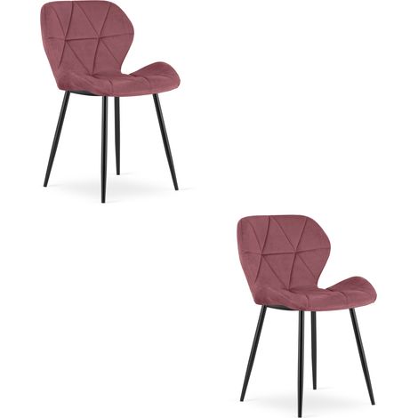 Chaise - leobert - mango - velours rose foncepieds noirs - lot de 2 211770218 (1/5)