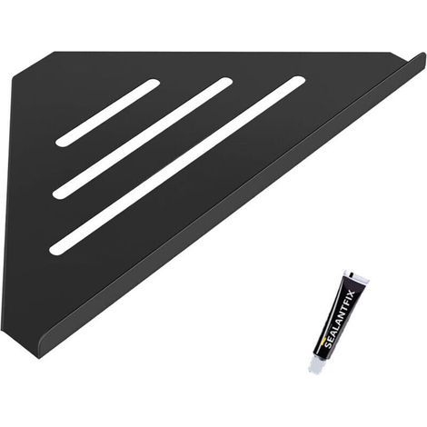 Schwarze Eck-Duschablage (30,5 x 19,4 cm), kein Bohren erforderlich, Badezimmerablage aus Edelstahl 304 für Seife und Shampoo (1/4)