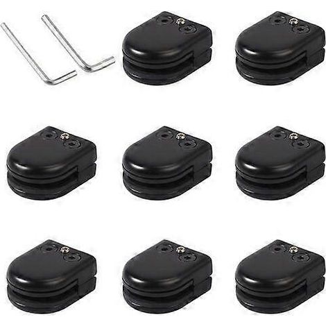 Lot de 8 pinces à verre en acier inoxydable 304 noir, très robustes, pour verre de 810 mm. (1/5)