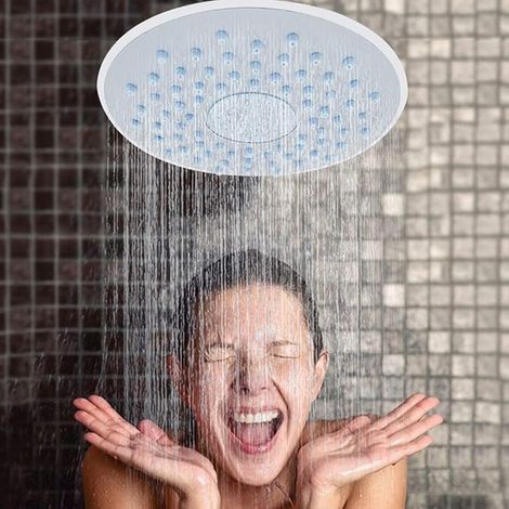 Pommeau de douche rond en caoutchouc de silicone ABS de 19 cm, design vissé, pommeau de douche à pluie, pour cabine de douche à pluie, robinets de toit de pièce, pulvérisateurs d'eau (1/3)