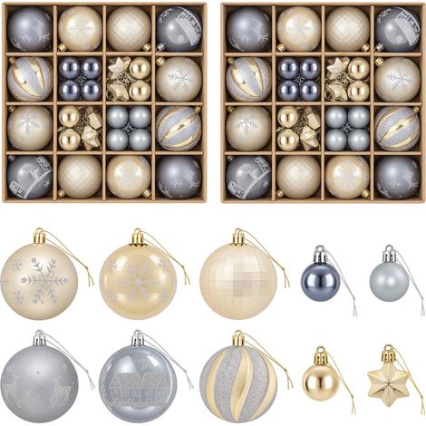 Christmas Ball Set 88 pcs Gold and Grey Ø 6 cm Plastic vidaXL (1/5)
