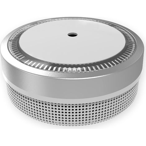 NEMAXX® M1-Mini Detector de Humo – Alarma fotoeléctrica conforme a EN 14604 – Batería de litio integrada de 3 V – Diseño mini Ø 71,6 mm – Plata (1/5)