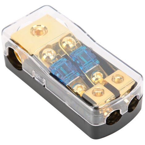 60A 1 In 2 Out Power Distribution Block Car Audio Splitter Copper Ground Fuse Holder (1/5)