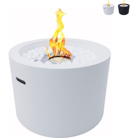 Cheminée au bioéthanol brasero de jardin rond pour intérieur et extérieur RODI Blanc d.47,5