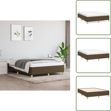 Bettgestell ohne Matratze Dunkelbraun 140x190 cm Stoff - Bettrahmen - Doppelbett - Lattenrost - Massivholzbetten - Holzrahmen (1/5)