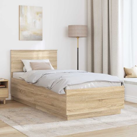 Bed Frame with Headboard Sonoma Oak 70 x 190 cm Engineered Wood vidaXL