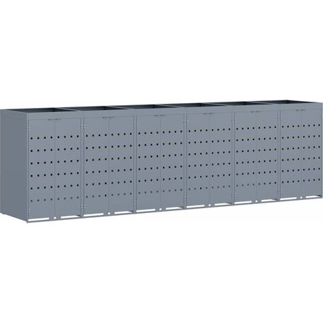 Wagenmüllbehälter für 6 Behälter Hellgrau 408 x 77,5 x 121,5 cm vidaXL