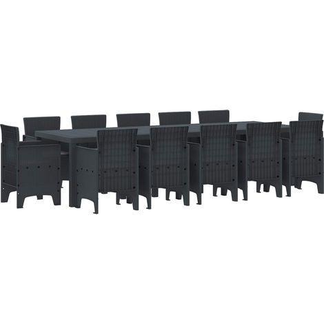 Garten Essgruppe mit Kissen 13 pcs Anthrazit Kunststoff (1/5)