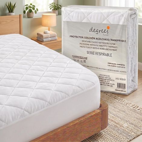 Degrees Home 2Basic – Protège-Matelas Reversible et Ultra-Doux (80x190/200) – Alèse Drap-Housse Acolchée 32 cm, Microfibre Hypoallergénique Certifiée Oeko-Tex, Respirante et Facile à Laver (1/5)
