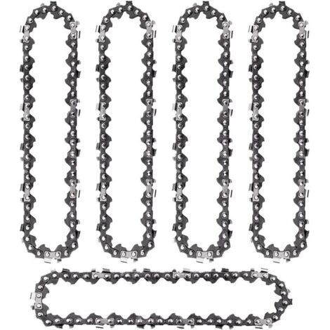 ALLIANDISLot de 5 mini chaînes de tronçonneuse pour lame de tronçonneuse de 15,2 cm, 37 maillons d'entraînement pour tronçonneuse à pas LP de 6,35 mm pour mini tronçonneuse manuelle sans fil, lame en (1/4)