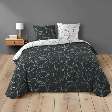 Housse de couette réversible 260 x 240 cm + 2 taies 100% coton 42 fils Felix (1/5)