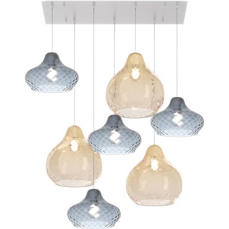 Lampadario vetro colorato top light dress 1191 bi s7 rmix zaffiro ambra e27 led lampada soffitto moderna