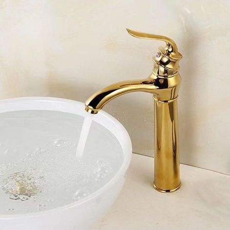 Robinet de lavabo de style ancien européen, eau chaude et froide, style rétro, lavabo, lave-mains, robinet doré anti-éclaboussures