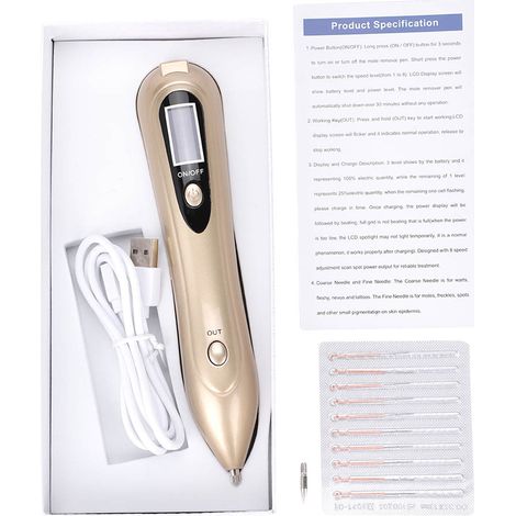 Stylo USB Élimination Taches de Rousseur LCD, Réparation Peau, Enlèvement Tatouage Doré (1/5)
